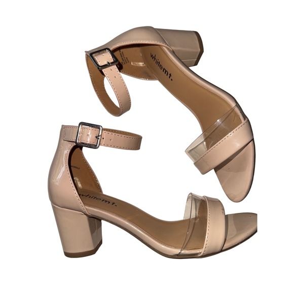 Women's White‎ Mountain Elaine Patent Leather Strap Block Heels Nude size 7M - Picture 1 of 7